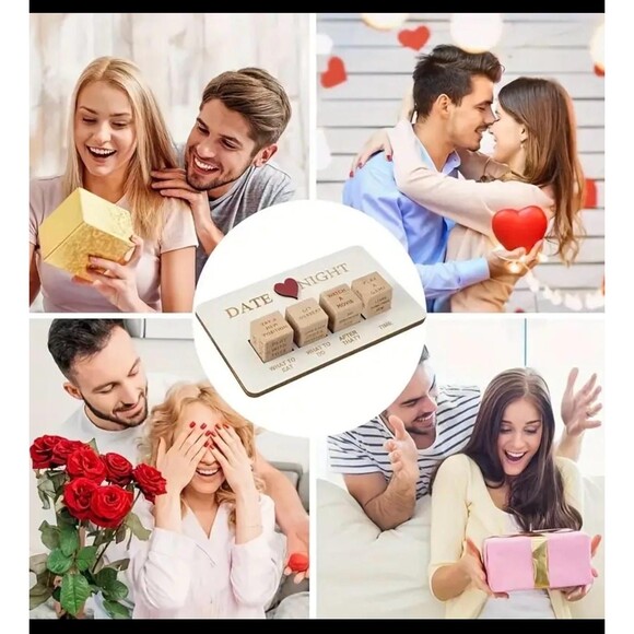 Date Night Dice Game for Adults Wooden 5 Dice plus Board with 4 Decisions FUN! - Picture 5 of 7